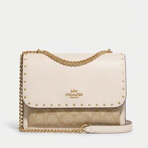 Coach Klare Crossbody Bag in Signature Canvas with Rivets - Light Khaki Multi